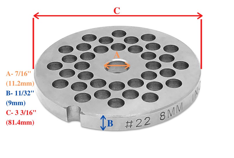 Tesor #22 Stainless Steel Replacement Plate Disc Blade for Meat Grinder (5/16") - Image 3